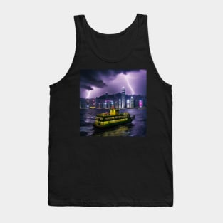 Iconic World Landmarks During A Thunderstorm: Hong Kong Harbor Tank Top